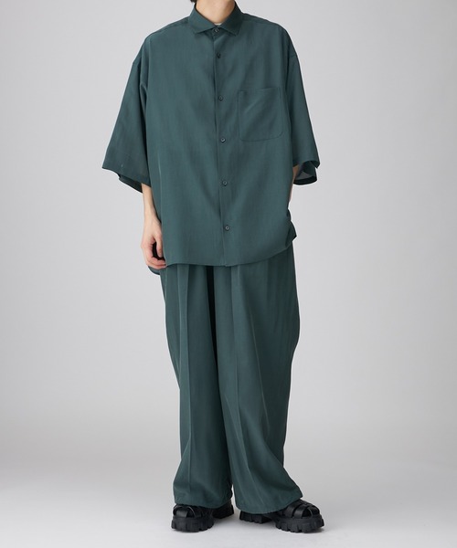 Lui's（ルイス）の「キュプラワイドショートスリーブシャツ (セットアップ対応）（シャツ/ブラウス・メンズ・ブラック/グリーン/バイオレット/ダークブラウン・FREE）」の21枚目の写真