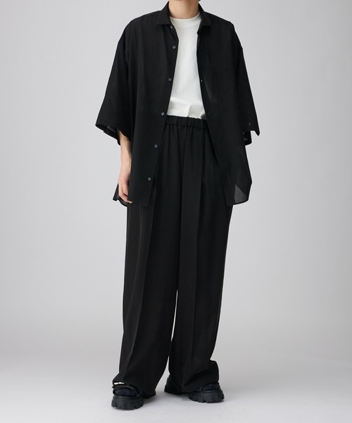 Lui's（ルイス）の「キュプラワイドショートスリーブシャツ (セットアップ対応）（シャツ/ブラウス・メンズ・ブラック/グリーン/バイオレット/ダークブラウン・FREE）」の18枚目の写真