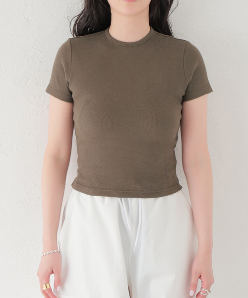 COOME（コーメ）の「【COOME/コーメ】BABY SS TEE：カットソー（Tシャツ/カットソー・レディース・ホワイト/カーキ/ブラック・MEDIUM）」の9枚目の写真