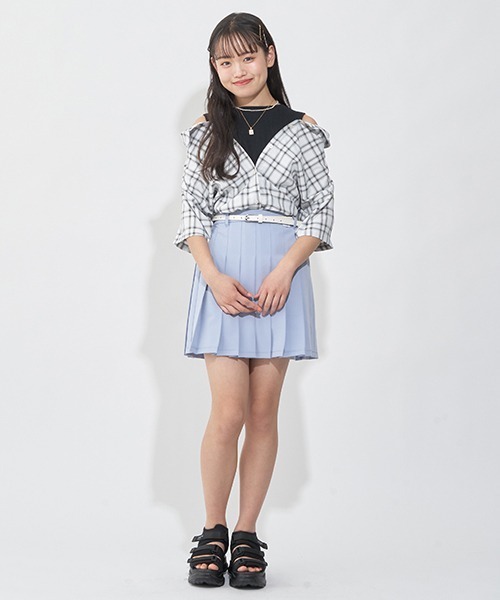 LOVETOXIC(ラブトキシック)の「レイヤード半袖シャツ(シャツ/ブラウス・キッズ・ベージュ/ブラック/オフホワイト・S/SS/L/M)」の9枚目の写真