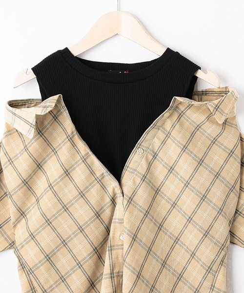 LOVETOXIC(ラブトキシック)の「レイヤード半袖シャツ(シャツ/ブラウス・キッズ・ベージュ/ブラック/オフホワイト・S/SS/L/M)」の18枚目の写真