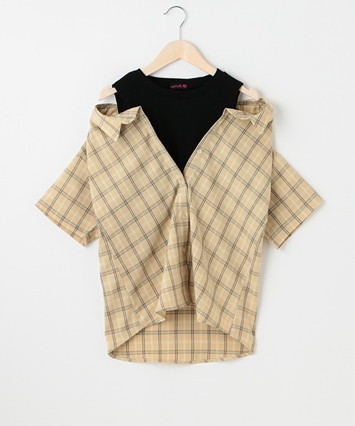 LOVETOXIC(ラブトキシック)の「レイヤード半袖シャツ(シャツ/ブラウス・キッズ・ベージュ/ブラック/オフホワイト・S/SS/L/M)」の22枚目の写真