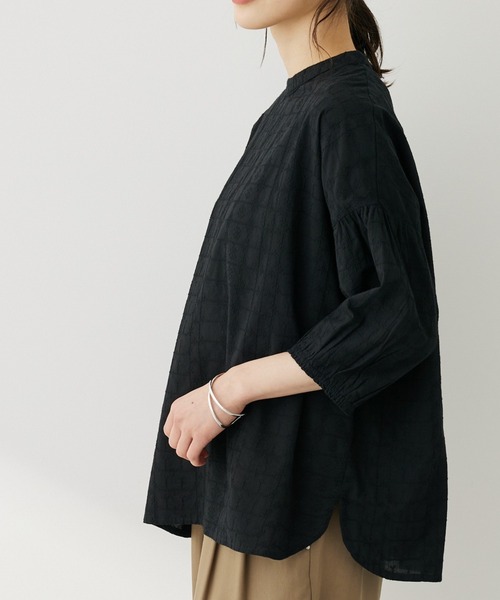 Green Parks(グリーンパークス)の「I SET2点 刺繍7分袖ブラウス+タンクトップ(シャツ/ブラウス・レディース・グリーン/イエロー/ブラック/オフホワイト・FREE)」の3枚目の写真