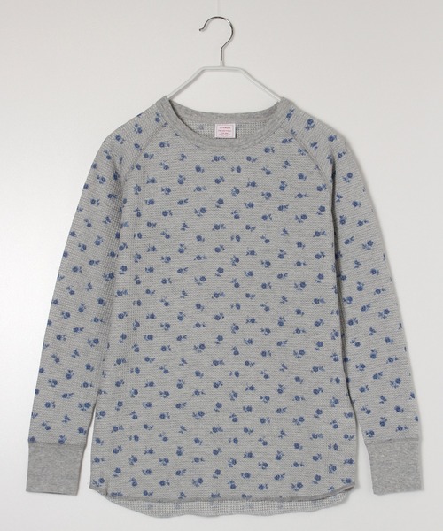 JEMORGAN（ジェーイーモーガン）の「【JEMORGAN / ジェーイーモーガン】サーマル青花柄ラグランクルーロンＴ（Tシャツ/カットソー・レディース・ホワイト/杢グレー・F）」の2枚目の写真