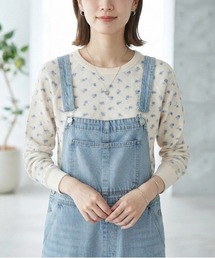 【JEMORGAN / ジェーイーモーガン】サーマル青花柄ラグランクルーロングTシャツ / ワッフル 花柄 レディース