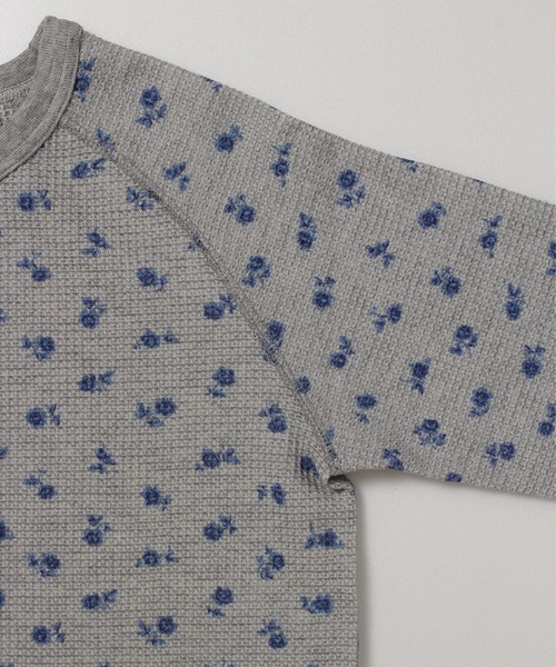 JEMORGAN（ジェーイーモーガン）の「【JEMORGAN / ジェーイーモーガン】サーマル青花柄ラグランクルーロンＴ（Tシャツ/カットソー・レディース・ホワイト/杢グレー・F）」の6枚目の写真