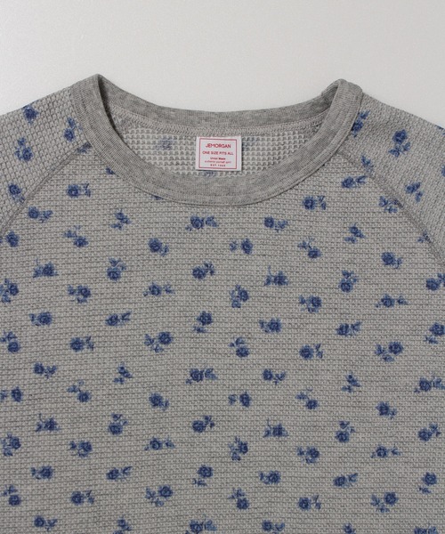 JEMORGAN（ジェーイーモーガン）の「【JEMORGAN / ジェーイーモーガン】サーマル青花柄ラグランクルーロンＴ（Tシャツ/カットソー・レディース・ホワイト/杢グレー・F）」の5枚目の写真