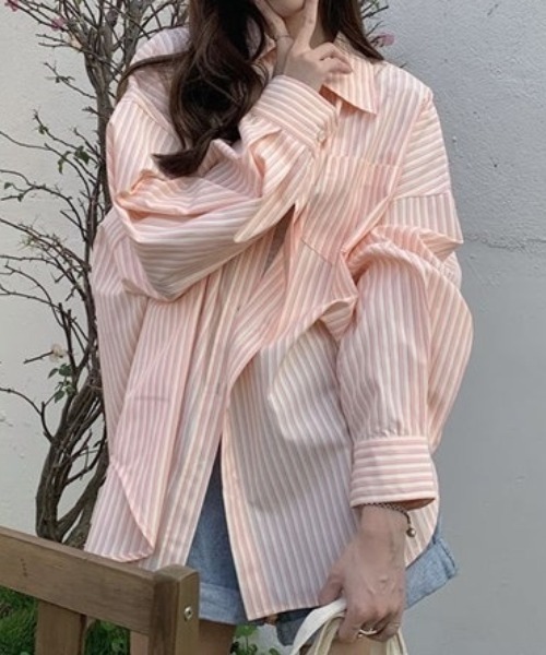 SHEENA（シーナ）の「ストライプルーズシャツ（シャツ/ブラウス・レディース・ピンク/グリーン/ブルー・M）」の13枚目の写真