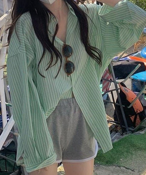 SHEENA（シーナ）の「ストライプルーズシャツ（シャツ/ブラウス・レディース・ピンク/グリーン/ブルー・M）」の18枚目の写真