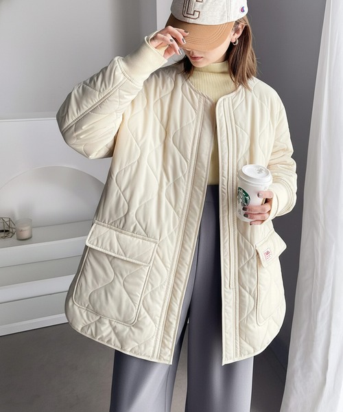 Java(ジャバ)の「《JAVAジャバ 別注》8wayで自由自在!ロングシーズンOK バラクラバ付リバーシブル中綿キルティングコート(ブルゾン・レディース・ブラック/アイボリー/カーキ・LARGE/MEDIUM/SMALL/X-LARGE)」の8枚目の写真