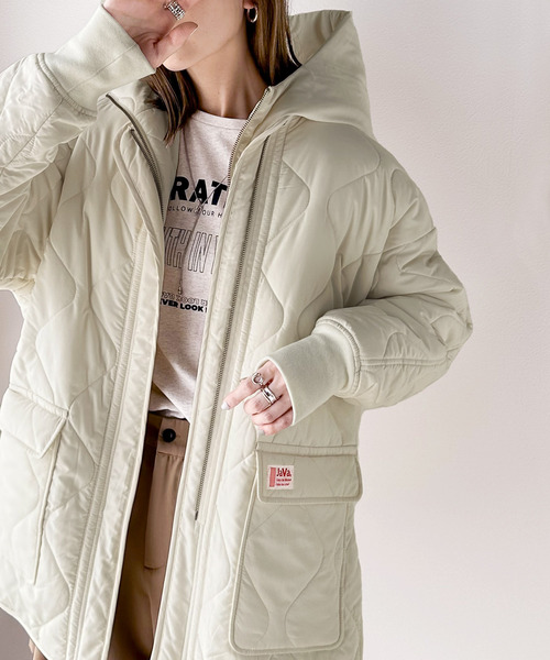 Java(ジャバ)の「《JAVAジャバ 別注》8wayで自由自在!ロングシーズンOK バラクラバ付リバーシブル中綿キルティングコート(ブルゾン・レディース・ブラック/アイボリー/カーキ・LARGE/MEDIUM/SMALL/X-LARGE)」の11枚目の写真