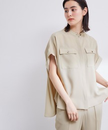 ROPE' | 【撥水加工】【洗える】とろみドライタッチバンドカラーフレンチスリーブブラウス/セットアップ対応(シャツ/ブラウス)