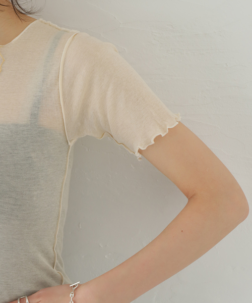 BASERANGE（ベースレンジ）の「【BASERANGE/ベースレンジ】 CORE GERRYMANDERED TEE：Tシャツ（Tシャツ/カットソー・レディース・アイボリー・MEDIUM）」の9枚目の写真