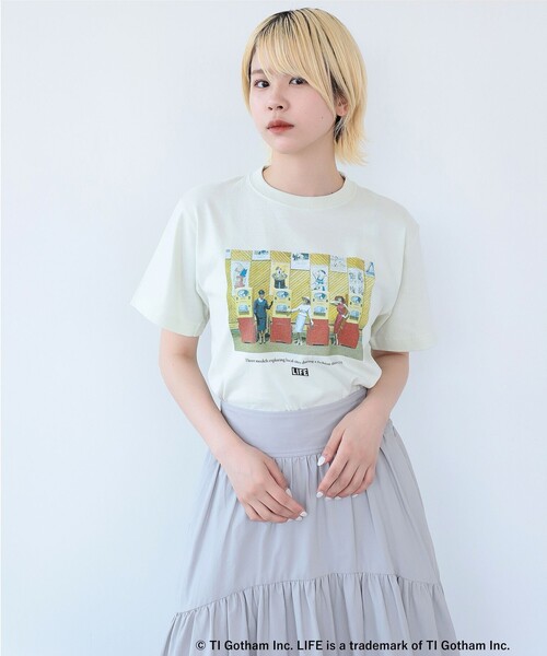 Ray BEAMS（レイビームス）の「GOOD ROCK SPEED × Ray BEAMS / 別注 LIFE Tシャツ（Tシャツ/カットソー・レディース・チャコールグレー/ミント・ONE SIZE）」の6枚目の写真