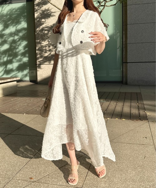 apres jour（アプレジュール）の「【セットアップ可能】ふわふわジャガードショートジャケット【ZOZOTOWN限定アイテム】（テーラードジャケット・レディース・ネイビー/ライトピンク/オフホワイト・X-LARGE/フリー）」の9枚目の写真