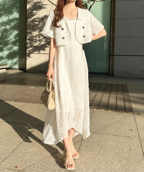 apres jour（アプレジュール）の「【セットアップ可能】ふわふわジャガードショートジャケット【ZOZOTOWN限定アイテム】（テーラードジャケット・レディース・ネイビー/ライトピンク/オフホワイト・X-LARGE/フリー）」の10枚目の写真