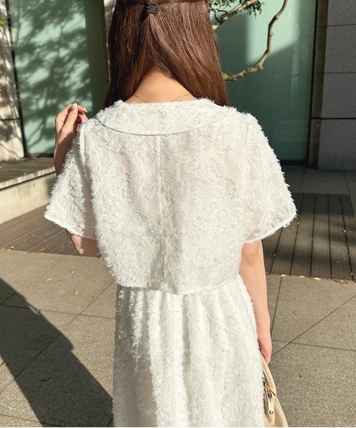 apres jour（アプレジュール）の「【セットアップ可能】ふわふわジャガードショートジャケット【ZOZOTOWN限定アイテム】（テーラードジャケット・レディース・ネイビー/ライトピンク/オフホワイト・X-LARGE/フリー）」の8枚目の写真