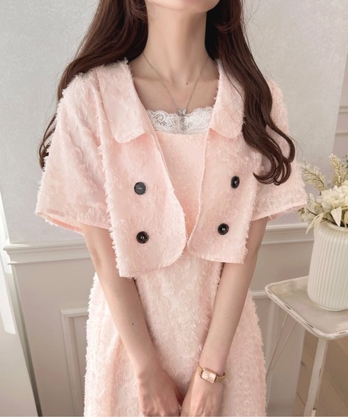 apres jour（アプレジュール）の「【セットアップ可能】ふわふわジャガードショートジャケット【ZOZOTOWN限定アイテム】（テーラードジャケット・レディース・ネイビー/ライトピンク/オフホワイト・X-LARGE/フリー）」の21枚目の写真