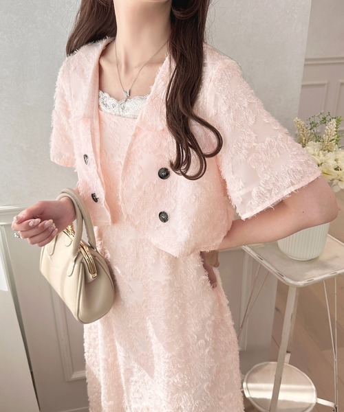 apres jour（アプレジュール）の「【セットアップ可能】ふわふわジャガードショートジャケット【ZOZOTOWN限定アイテム】（テーラードジャケット・レディース・ネイビー/ライトピンク/オフホワイト・X-LARGE/フリー）」の22枚目の写真