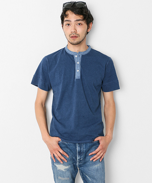 URBAN RESEARCH Sonny Label（アーバンリサーチサニーレーベル）の「Sonny Label ヘンリーネックTシャツ（Tシャツ/カットソー・メンズ・ブルー系その他/ホワイト/インディゴブルー・LARGE/MEDIUM）」の3枚目の写真