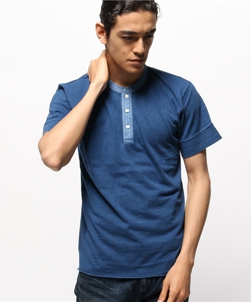 URBAN RESEARCH Sonny Label（アーバンリサーチサニーレーベル）の「Sonny Label ヘンリーネックTシャツ（Tシャツ/カットソー・メンズ・ブルー系その他/ホワイト/インディゴブルー・LARGE/MEDIUM）」の4枚目の写真