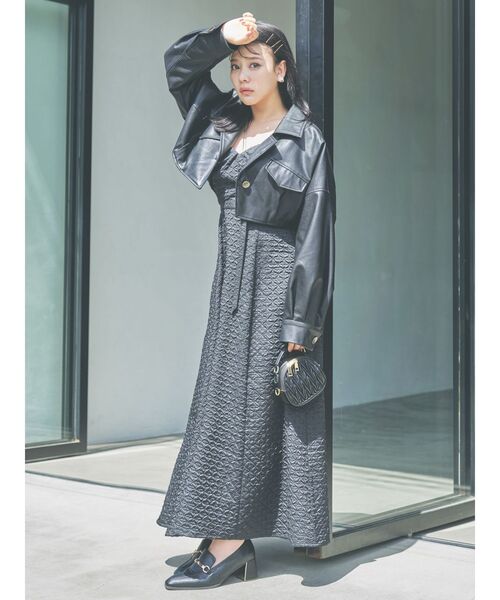 dazzlin（ダズリン）の「ジャカードレディキャミワンピース（ワンピース・レディース・ブラック/アイボリー/イエロー・FREE）」の7枚目の写真