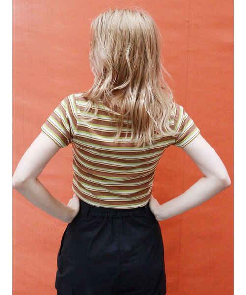 MURUA（ムルーア）の「マルチボーダーTシャツ（Tシャツ/カットソー・レディース・ネイビー/マスタード・FREE）」の11枚目の写真