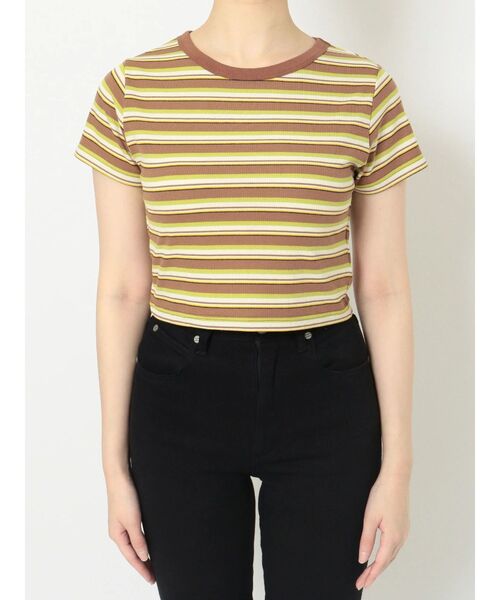 MURUA（ムルーア）の「マルチボーダーTシャツ（Tシャツ/カットソー・レディース・ネイビー/マスタード・FREE）」の9枚目の写真