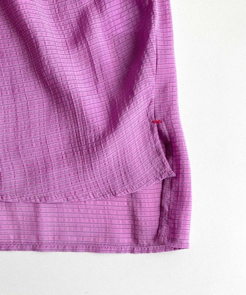 Q(キュー)の「シアーボーダースキッパーシャツ(シャツ/ブラウス・レディース・オリーブ系/ピンク系・MEDIUM)」の5枚目の写真