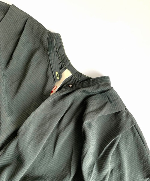 Q(キュー)の「シアーボーダースキッパーシャツ(シャツ/ブラウス・レディース・オリーブ系/ピンク系・MEDIUM)」の3枚目の写真