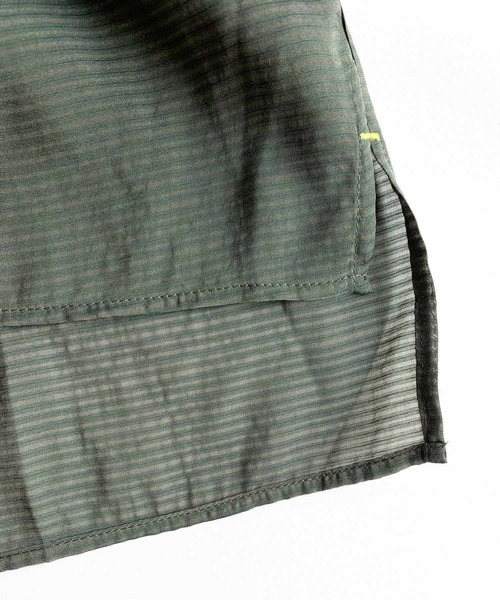 Q(キュー)の「シアーボーダースキッパーシャツ(シャツ/ブラウス・レディース・オリーブ系/ピンク系・MEDIUM)」の6枚目の写真