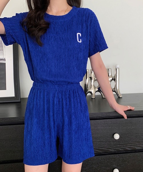 NinaetLina(ニナエリナ)の「Tシャツ&イージーパンツ服上下セット(ルームウェア/パジャマ・レディース・ピンク/グリーン系その他/ホワイト/ブラック/ロイヤルブルー・FREE)」の4枚目の写真