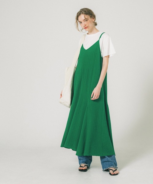 coca（coca）（コカ）の「ジャカードキャミワンピース（ワンピース・レディース・グレイッシュベージュ/グリーン/アイボリー/ブラック・M/L）」の4枚目の写真