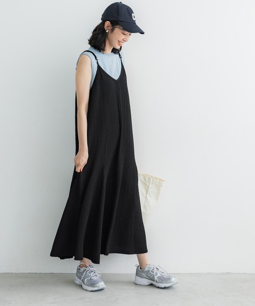 coca（coca）（コカ）の「ジャカードキャミワンピース（ワンピース・レディース・グレイッシュベージュ/グリーン/アイボリー/ブラック・M/L）」の9枚目の写真