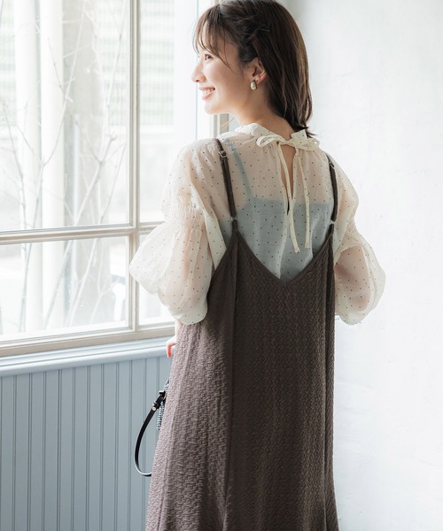 coca（coca）（コカ）の「ジャカードキャミワンピース（ワンピース・レディース・グレイッシュベージュ/グリーン/アイボリー/ブラック・M/L）」の17枚目の写真