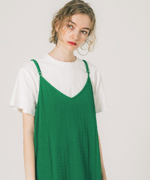 coca（coca）（コカ）の「ジャカードキャミワンピース（ワンピース・レディース・グレイッシュベージュ/グリーン/アイボリー/ブラック・M/L）」の8枚目の写真