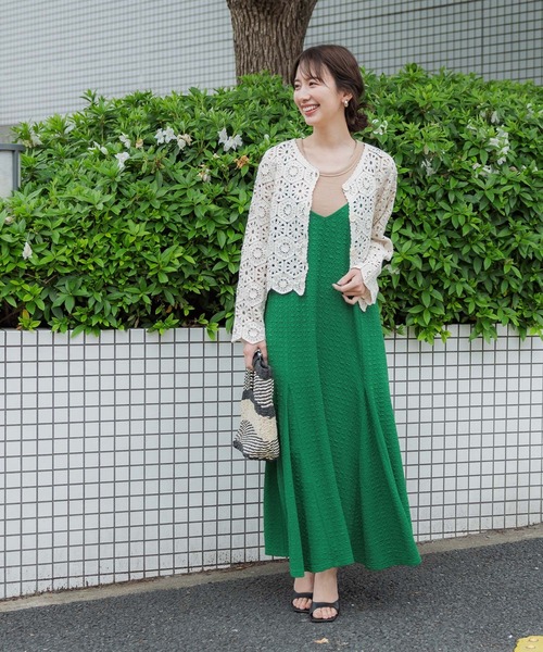 coca（coca）（コカ）の「ジャカードキャミワンピース（ワンピース・レディース・グレイッシュベージュ/グリーン/アイボリー/ブラック・M/L）」の10枚目の写真