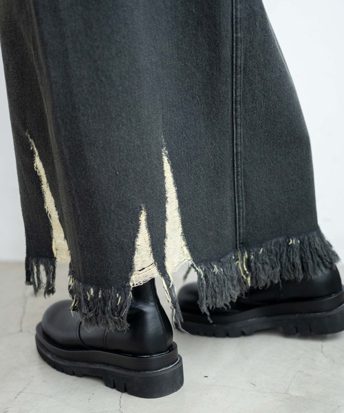 WEGO（ウィゴー）の「WEGO/ヴィンテージウォッシュスリットロングスカート（デニムスカート・レディース・ブラック系その他/コバルトブルー・FREE）」の7枚目の写真