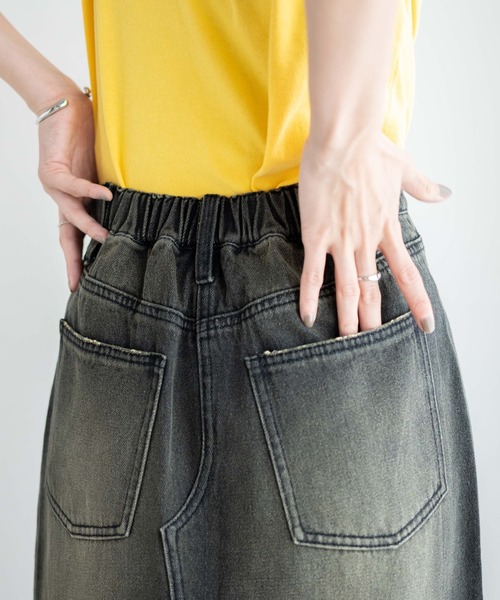 WEGO（ウィゴー）の「WEGO/ヴィンテージウォッシュスリットロングスカート（デニムスカート・レディース・ブラック系その他/コバルトブルー・FREE）」の8枚目の写真