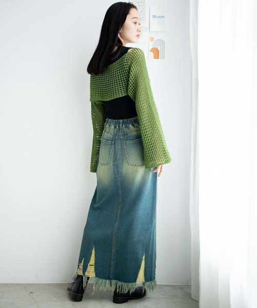 WEGO（ウィゴー）の「WEGO/ヴィンテージウォッシュスリットロングスカート（デニムスカート・レディース・ブラック系その他/コバルトブルー・FREE）」の18枚目の写真