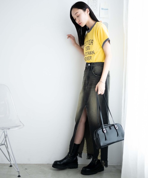 WEGO（ウィゴー）の「WEGO/ヴィンテージウォッシュスリットロングスカート（デニムスカート・レディース・ブラック系その他/コバルトブルー・FREE）」の13枚目の写真