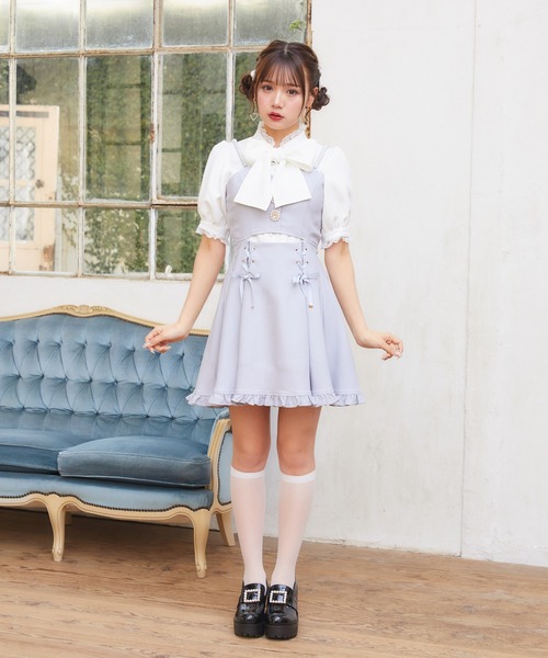 ROJITA(ロジータ)の「【TGCteen2023 summer着用アイテム/ベージュ】フロントカットキャミワンピース(ジャンパースカート・レディース・ベージュ/サックスブルー/ブラック・FREE)」の8枚目の写真