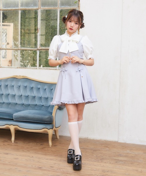 ROJITA(ロジータ)の「【TGCteen2023 summer着用アイテム/ベージュ】フロントカットキャミワンピース(ジャンパースカート・レディース・ベージュ/サックスブルー/ブラック・FREE)」の9枚目の写真