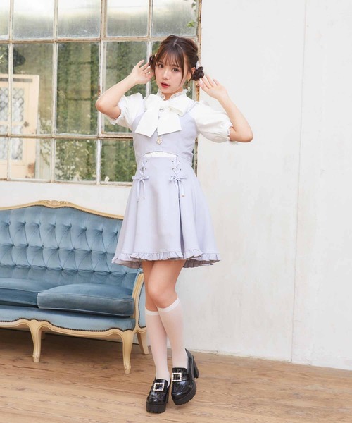 ROJITA(ロジータ)の「【TGCteen2023 summer着用アイテム/ベージュ】フロントカットキャミワンピース(ジャンパースカート・レディース・ベージュ/サックスブルー/ブラック・FREE)」の13枚目の写真