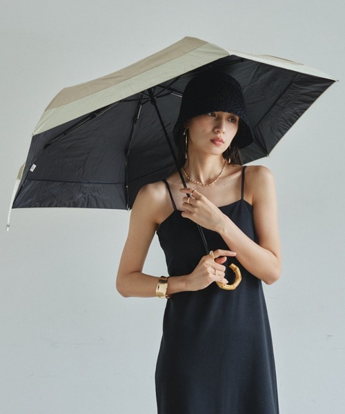 セール】バイカラーバンブー折り畳み日傘/晴雨兼用/完全遮光/UVカット