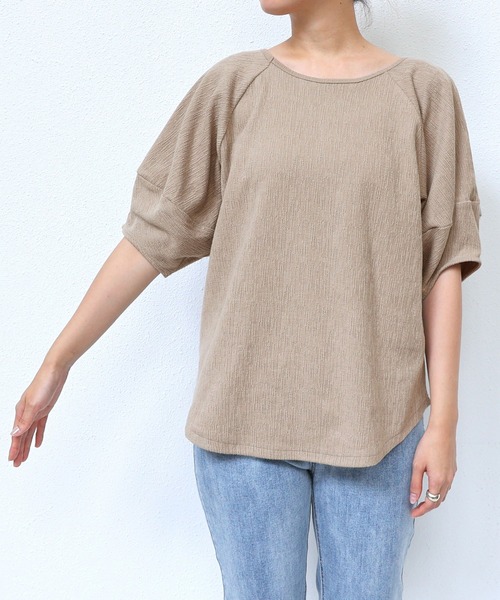 andme(アンドミー)の「楊柳前後2wayランタンスリーブトップス(Tシャツ/カットソー・レディース・ブラック/ベージュ/キナリ/ブルー・FREE)」の10枚目の写真