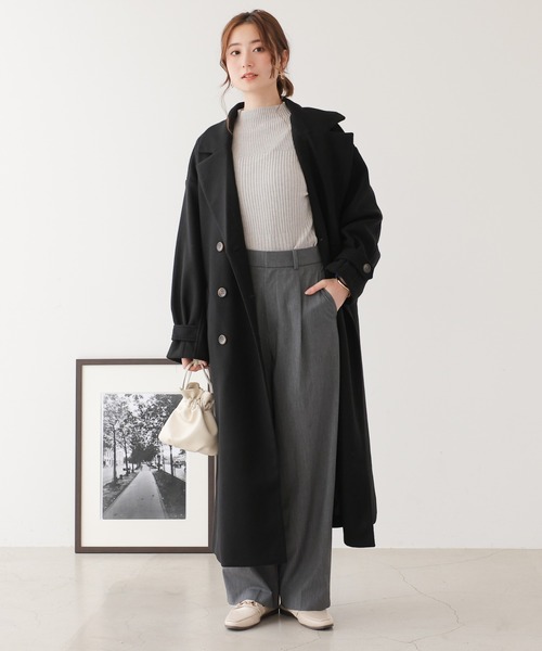 frames RAY CASSIN（フレームスレイカズン）の「ニットモッサライトウィンタートレンチコート（トレンチコート・レディース・ブラック・FREE）」の5枚目の写真