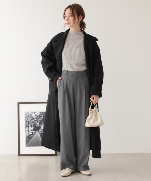 frames RAY CASSIN（フレームスレイカズン）の「ニットモッサライトウィンタートレンチコート（トレンチコート・レディース・ブラック・FREE）」の3枚目の写真