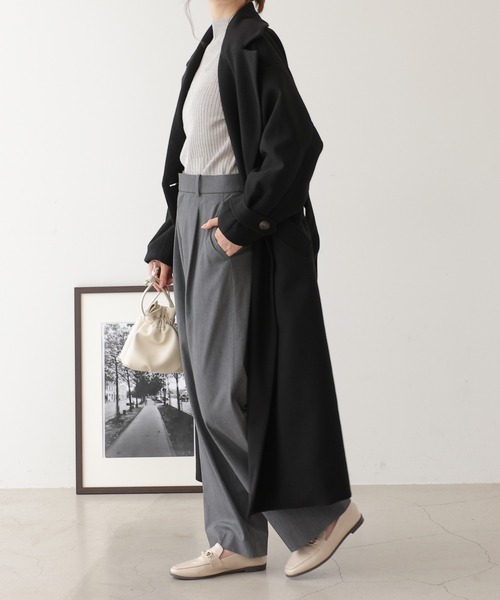 frames RAY CASSIN（フレームスレイカズン）の「ニットモッサライトウィンタートレンチコート（トレンチコート・レディース・ブラック・FREE）」の2枚目の写真