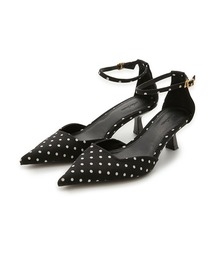 美品　ミラオーウェン　黒リボン　バックストラップ　ポインテッド　ヒール　パンプス Mila Owen（ミラオーウェン）の「ポインテッドトゥストラップ